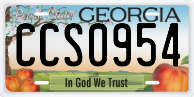 GA license plate CCS0954