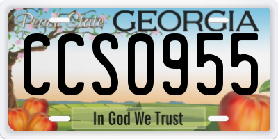 GA license plate CCS0955