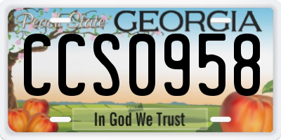 GA license plate CCS0958