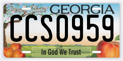 GA license plate CCS0959