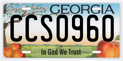 GA license plate CCS0960