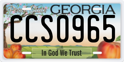 GA license plate CCS0965