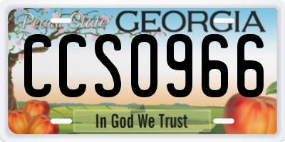 GA license plate CCS0966