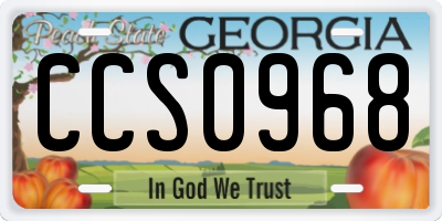 GA license plate CCS0968