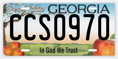 GA license plate CCS0970