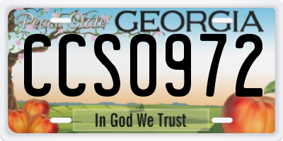 GA license plate CCS0972