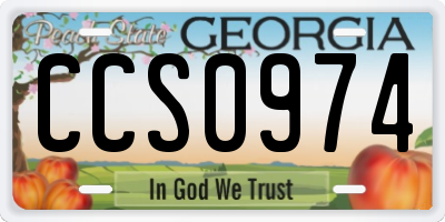 GA license plate CCS0974