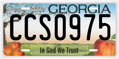 GA license plate CCS0975