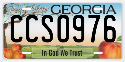 GA license plate CCS0976