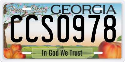 GA license plate CCS0978