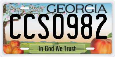 GA license plate CCS0982