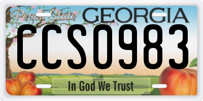 GA license plate CCS0983