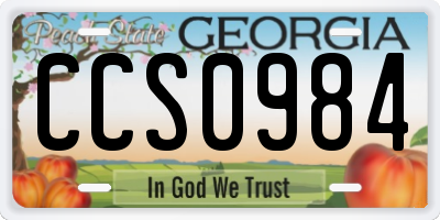 GA license plate CCS0984