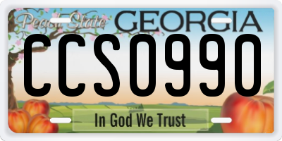 GA license plate CCS0990