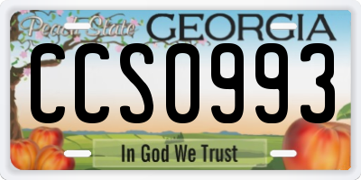 GA license plate CCS0993