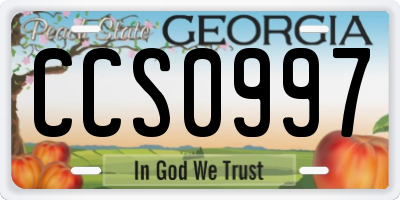GA license plate CCS0997