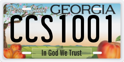 GA license plate CCS1001