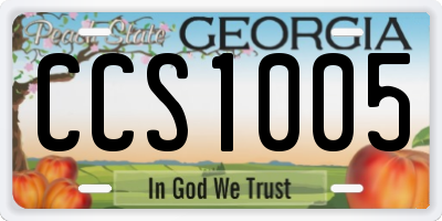 GA license plate CCS1005