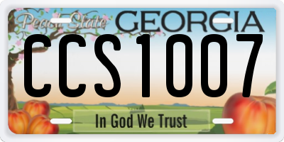 GA license plate CCS1007