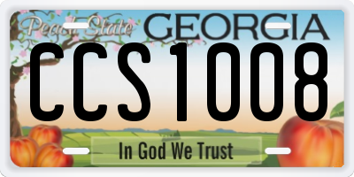 GA license plate CCS1008
