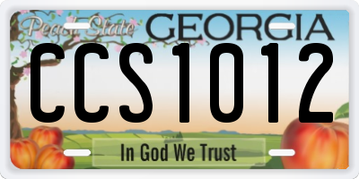 GA license plate CCS1012