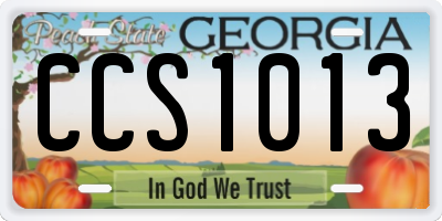 GA license plate CCS1013