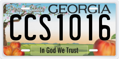 GA license plate CCS1016