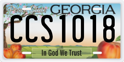 GA license plate CCS1018