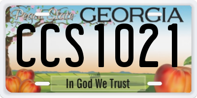 GA license plate CCS1021