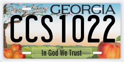 GA license plate CCS1022