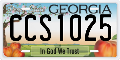GA license plate CCS1025