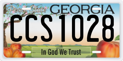 GA license plate CCS1028