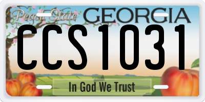 GA license plate CCS1031