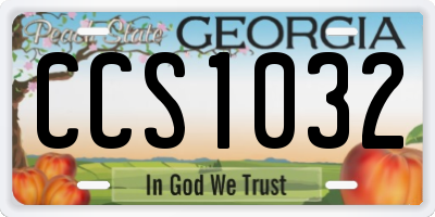 GA license plate CCS1032