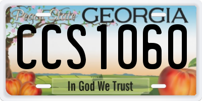 GA license plate CCS1060