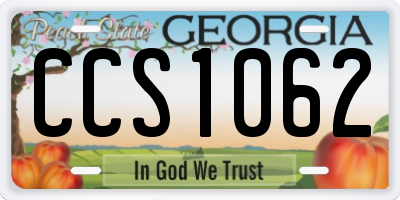 GA license plate CCS1062
