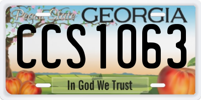 GA license plate CCS1063
