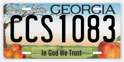 GA license plate CCS1083