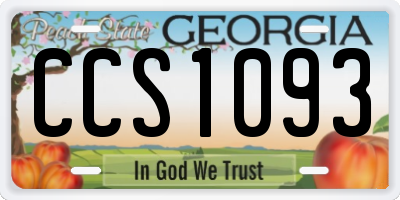 GA license plate CCS1093