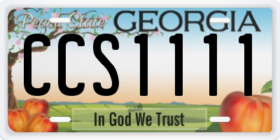 GA license plate CCS1111