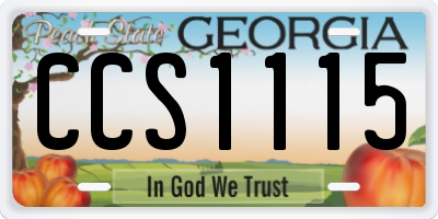 GA license plate CCS1115