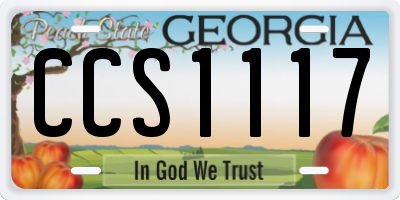 GA license plate CCS1117