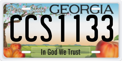 GA license plate CCS1133