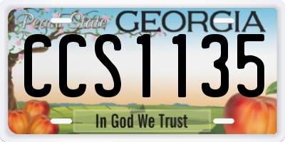 GA license plate CCS1135