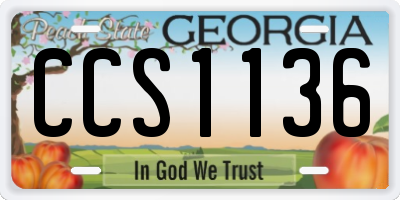 GA license plate CCS1136