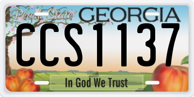 GA license plate CCS1137