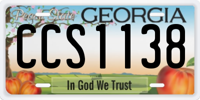 GA license plate CCS1138