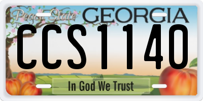 GA license plate CCS1140