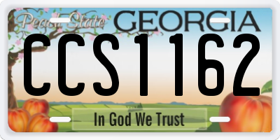 GA license plate CCS1162