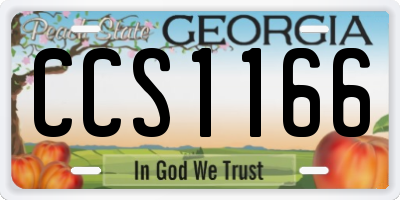 GA license plate CCS1166